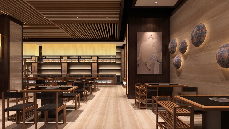 500平米現代簡約風格火鍋店效果圖