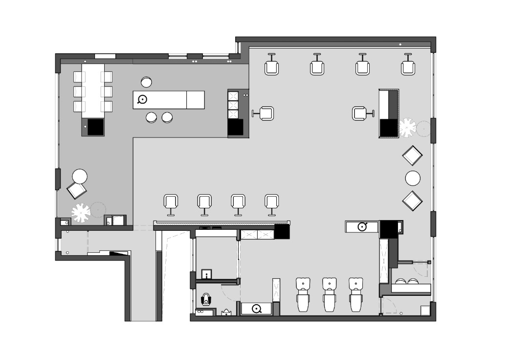 復古工業風理發店平面布局圖